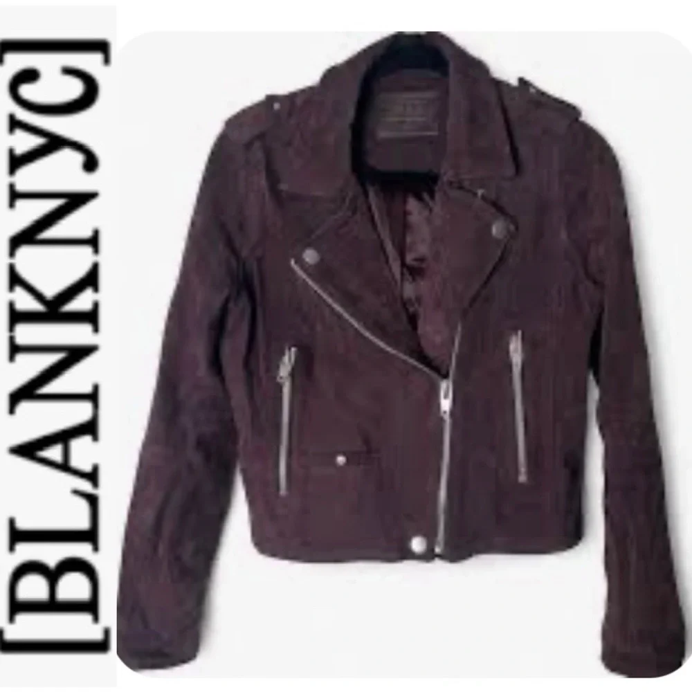 SL8 by BlankNYC Marion Suede Moto Jacket in eggplant xs - Picture 2 of 13